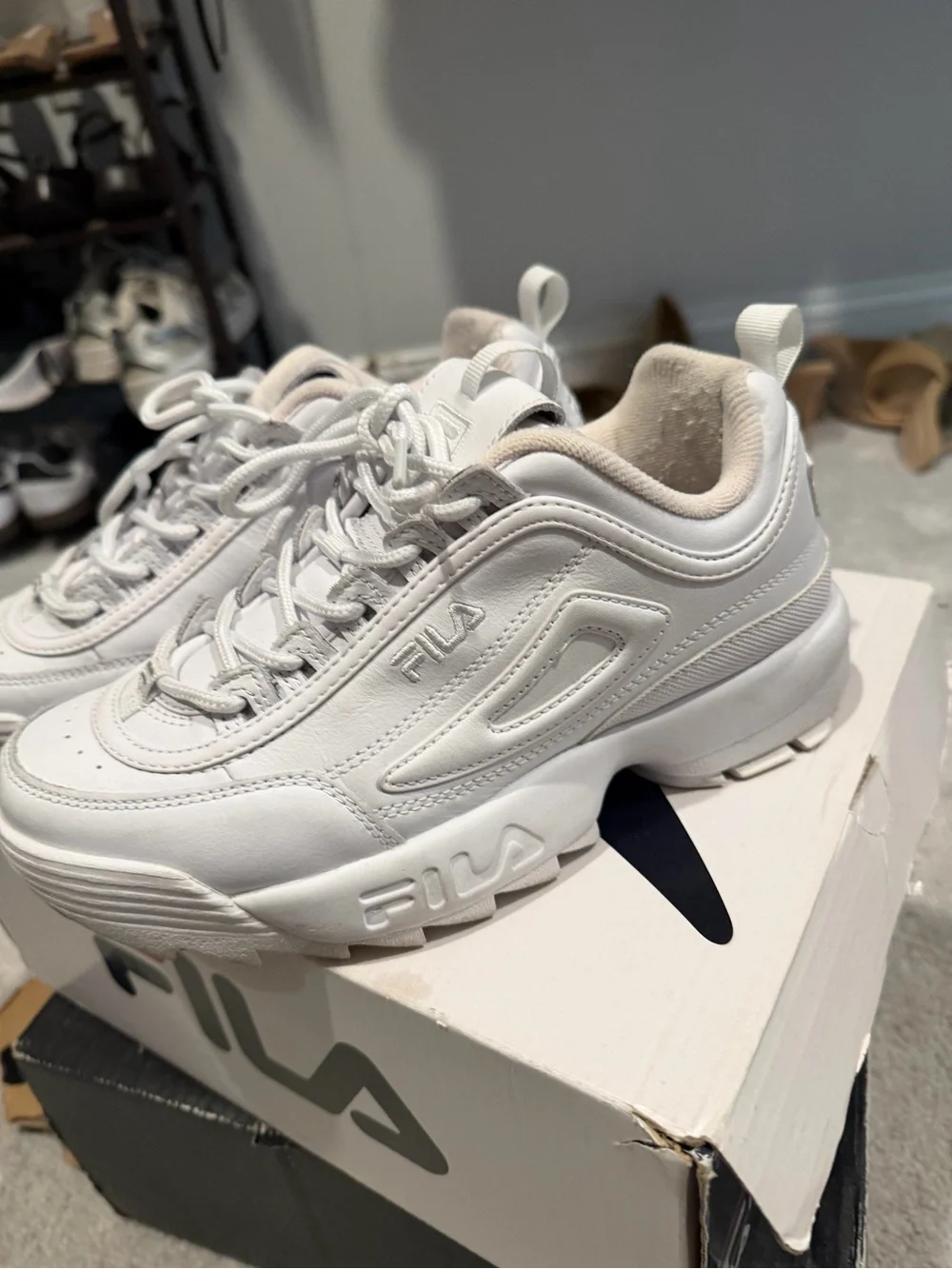 Fila White Disruptor II Premium Women's Chunky Sneakers